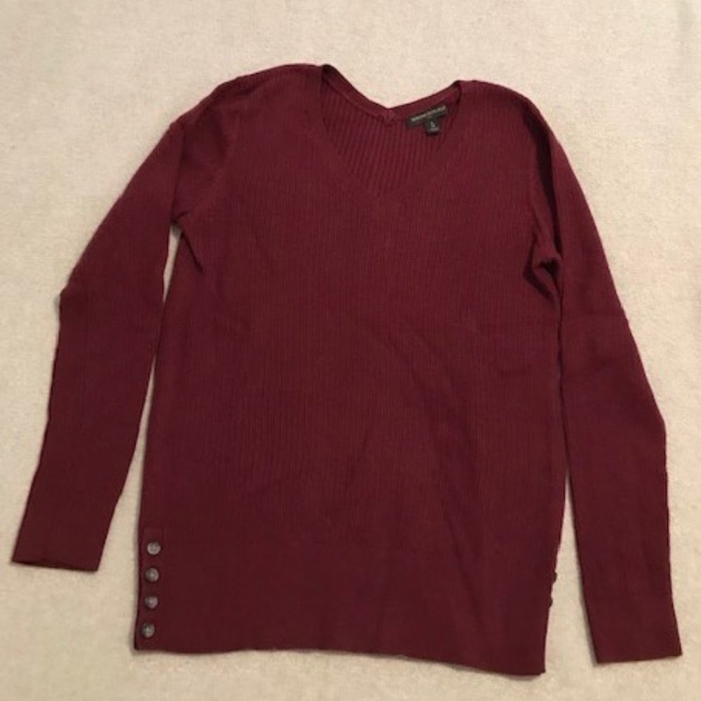 Banana Republic | Burgundy V-neck Wool Blend Sweater ~ NWOT